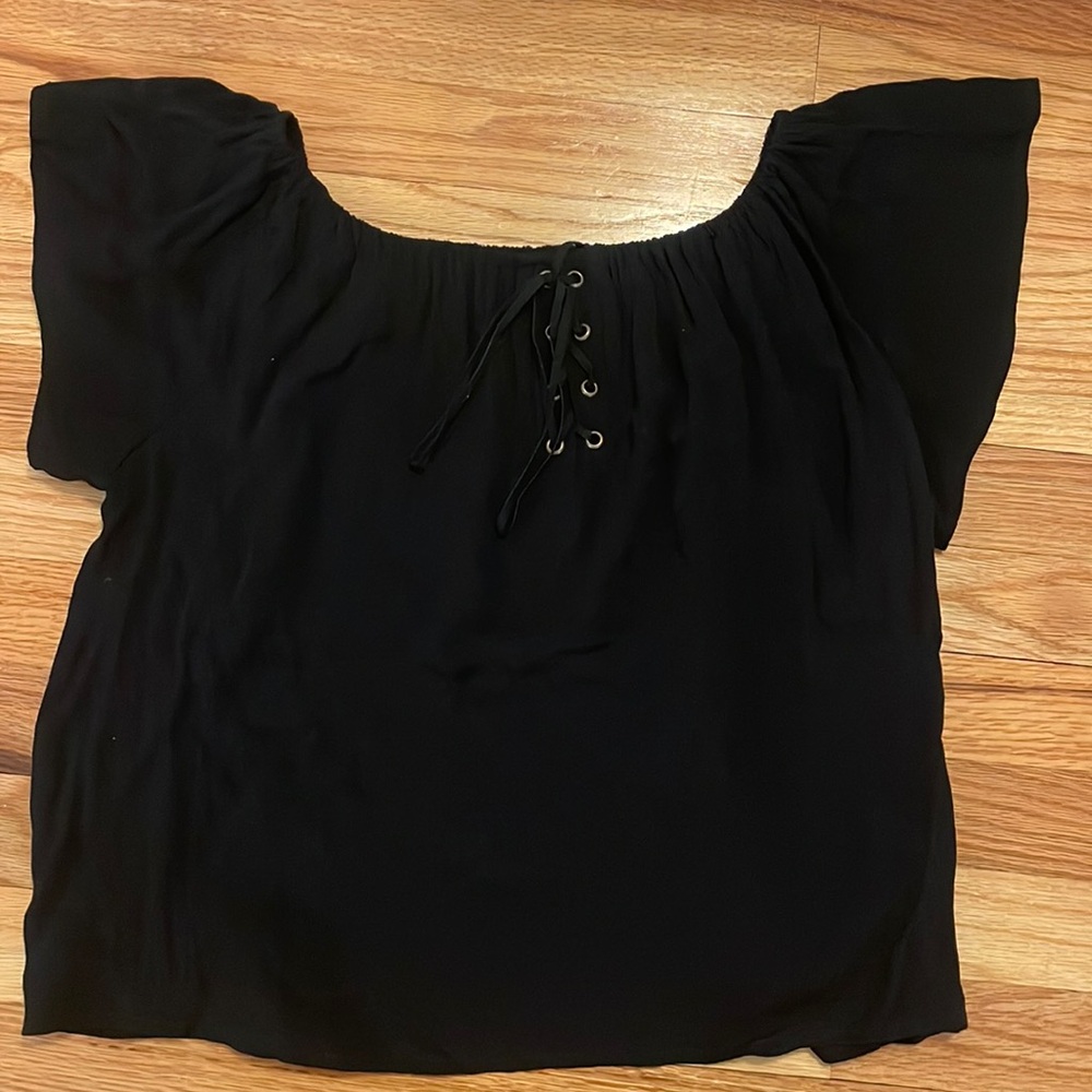Black off-the-shoulder blouse